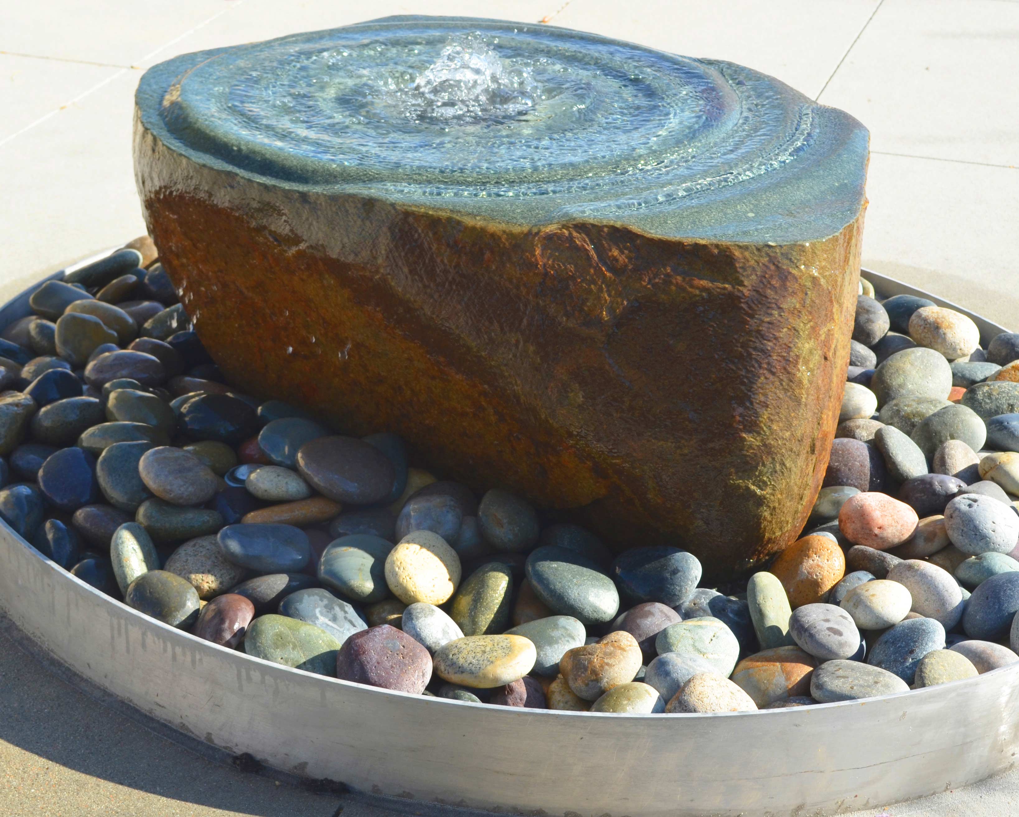 Healthcare water feature with stone basin