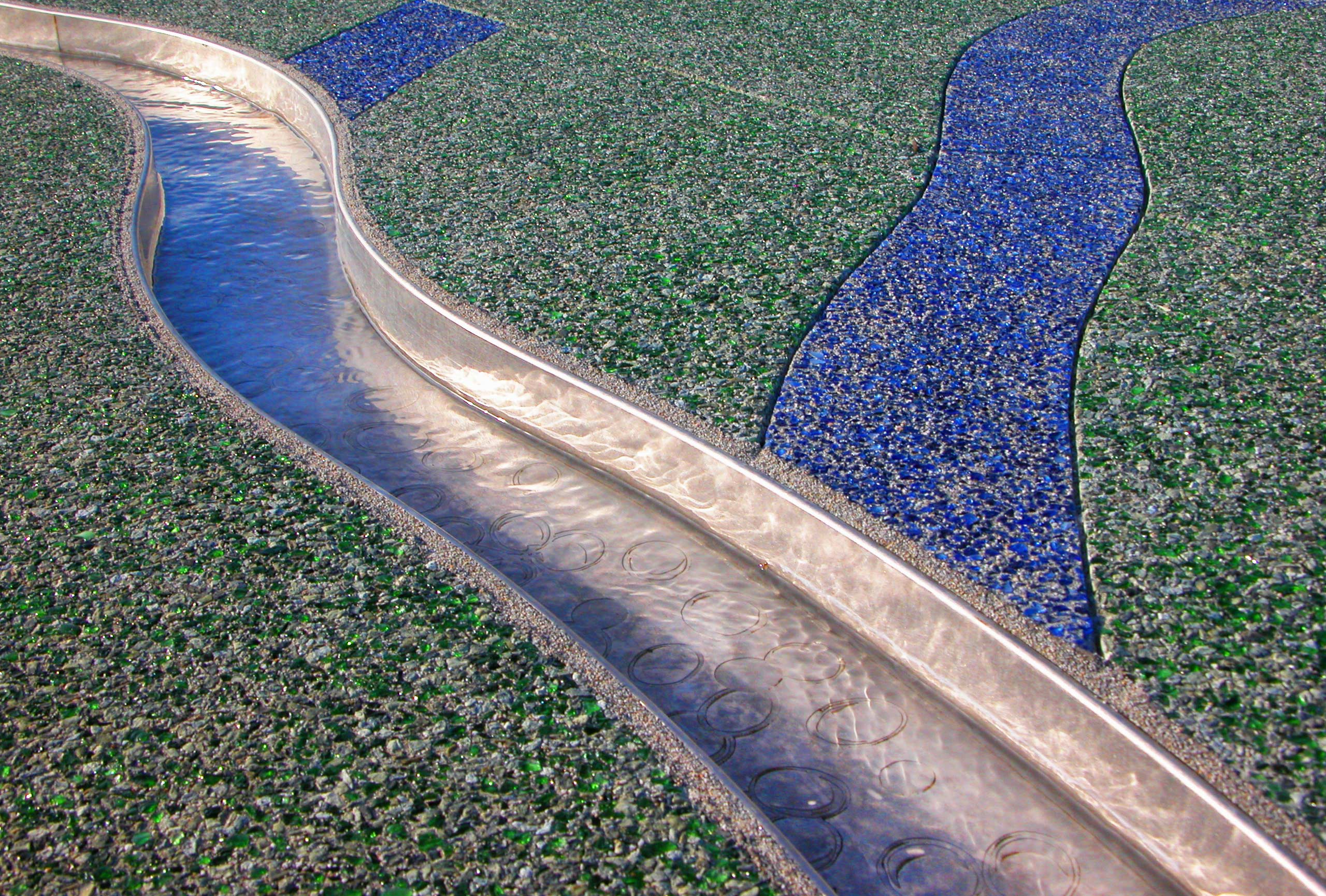 Public Art river with mosaic