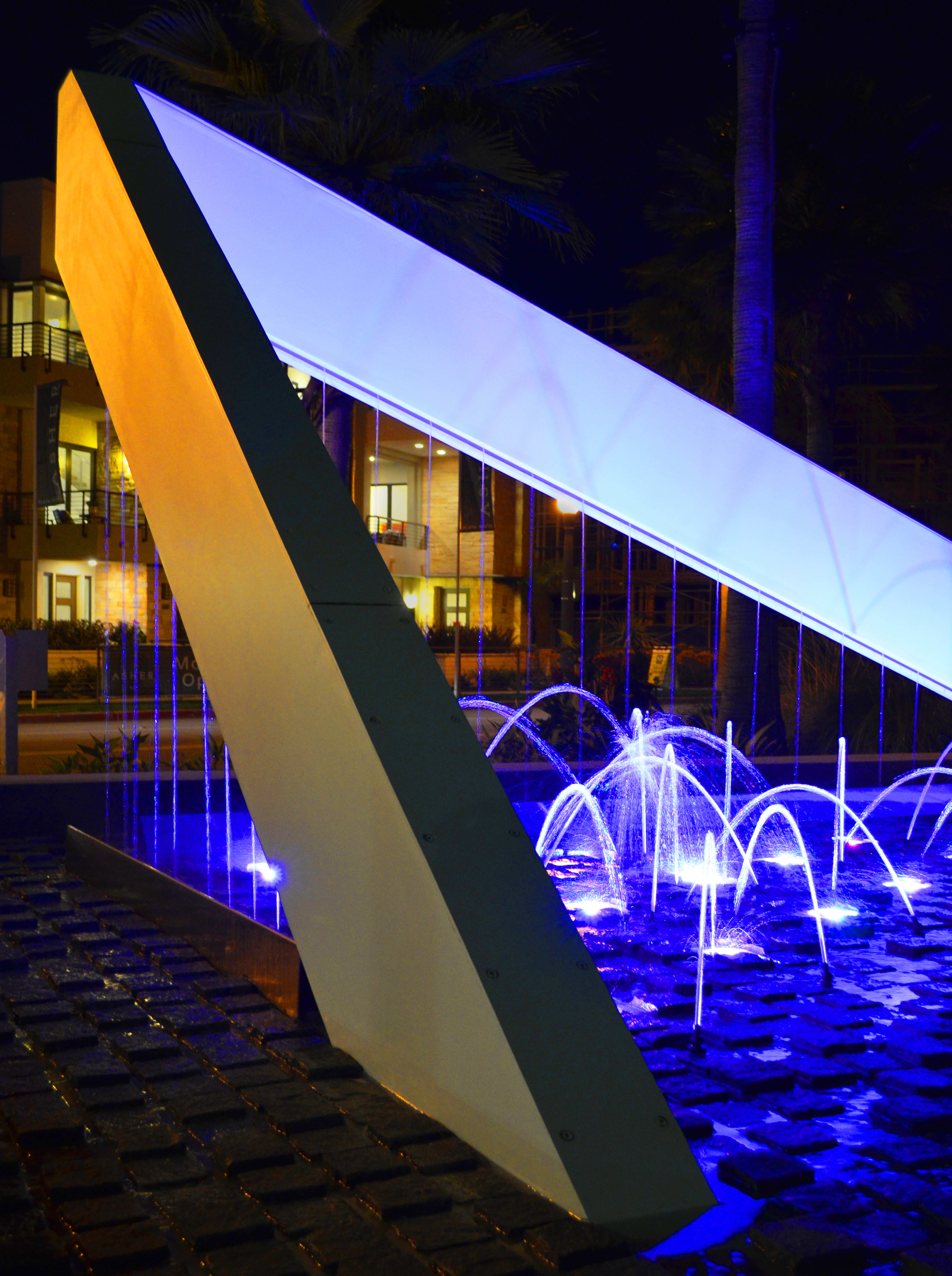 Public Art water feature with large concrete instal